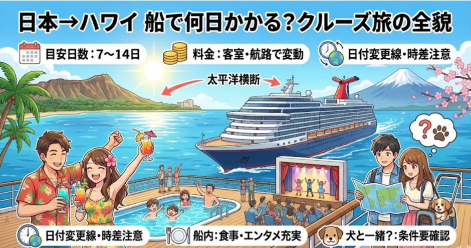 ハワイまで船で行くのは何日かかる？料金と航路を徹底解説