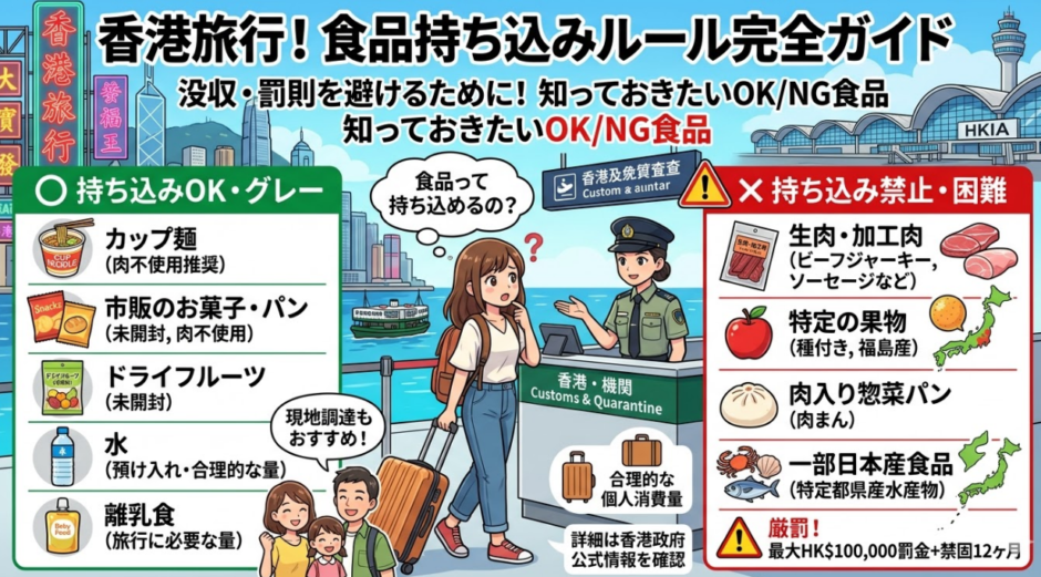香港旅行の持ち込み禁止食品一覧！カップ麺・肉・離乳食はOK？
