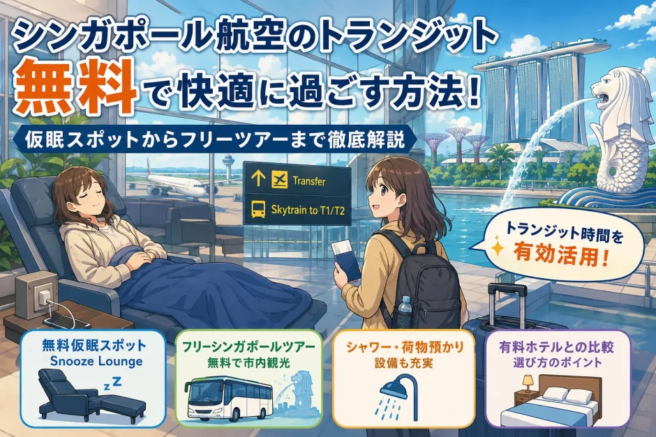 シンガポール航空のトランジットで無料ホテルは使える？仮眠スポットとフリーツアーを徹底解説