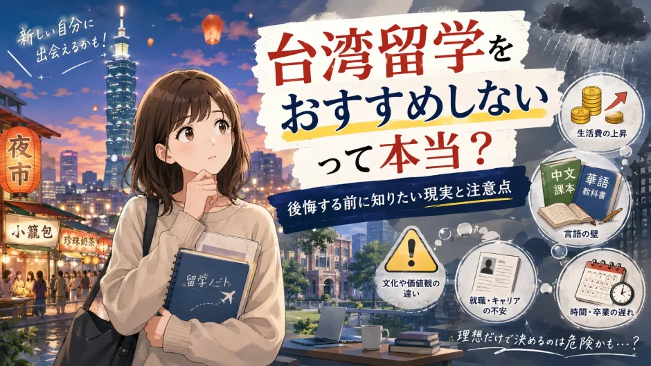 台湾留学はやめた方がいい？おすすめしない理由と現実のデメリット全解説