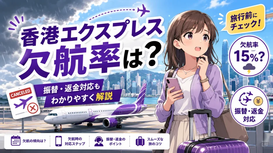 香港エクスプレスの欠航率は15%？定時運航の実態と欠航時の振替手順を解説