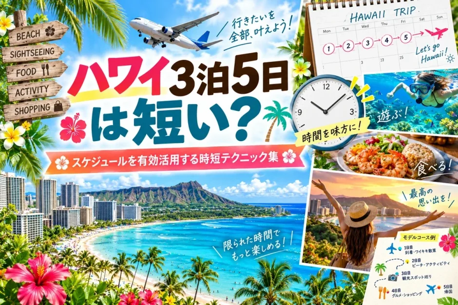 ワイキキビーチと3泊5日のカレンダー、限られた日程を有効に使うモデルコース例