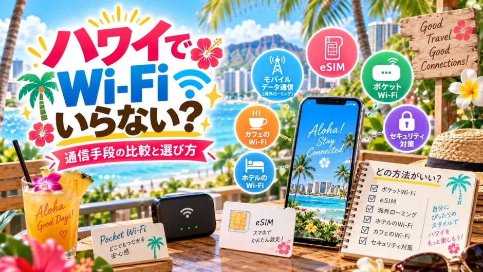 ハワイでWi-Fiが必要かを通信手段ごとに比較したガイド画像