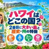 ハワイ諸島の地図とマウイ島の位置、アメリカ50番目の州としての歴史を示した画像