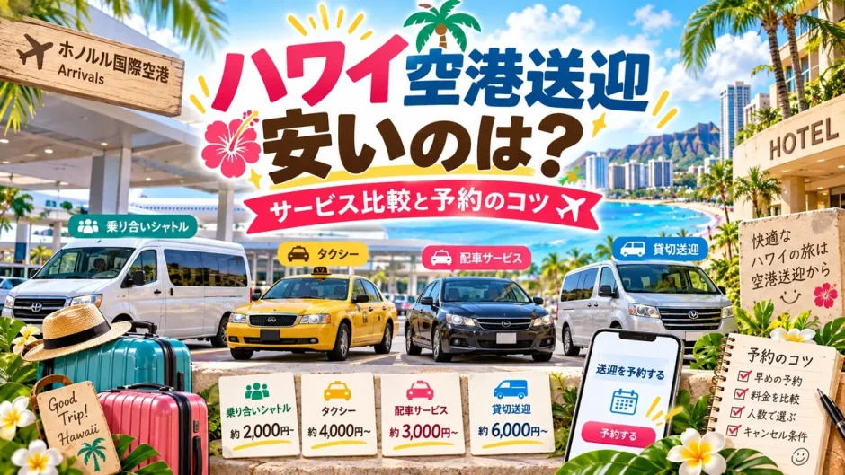 ハワイの空港送迎サービスを料金と予約のコツで比較したガイド画像