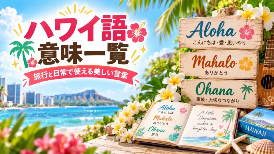 ハワイ語の美しい言葉とその意味を一覧にまとめた画像