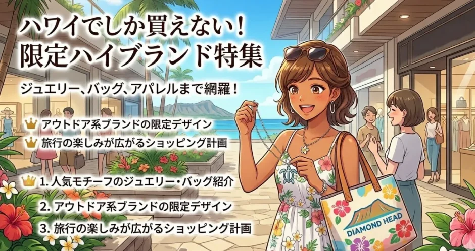 ハワイ限定のティファニーやルイヴィトンなどハイブランドの限定品を紹介する画像