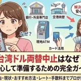 台湾ドルの両替中止の背景と、今使える両替方法や手数料の目安をまとめた画像