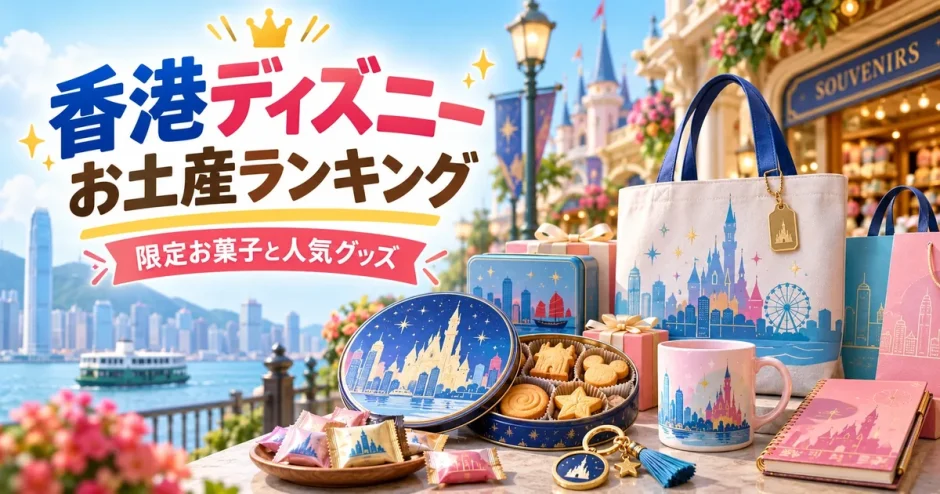 香港ディズニーの限定お菓子とグッズを並べたお土産ランキングの画像