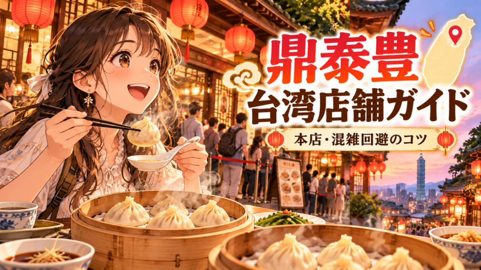 台湾の小籠包と店舗ガイドをイメージしたアニメ風イラスト
