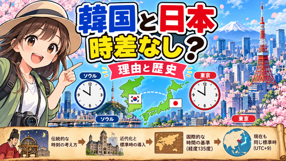 韓国と日本に時差がない理由｜歴史と現在の標準時