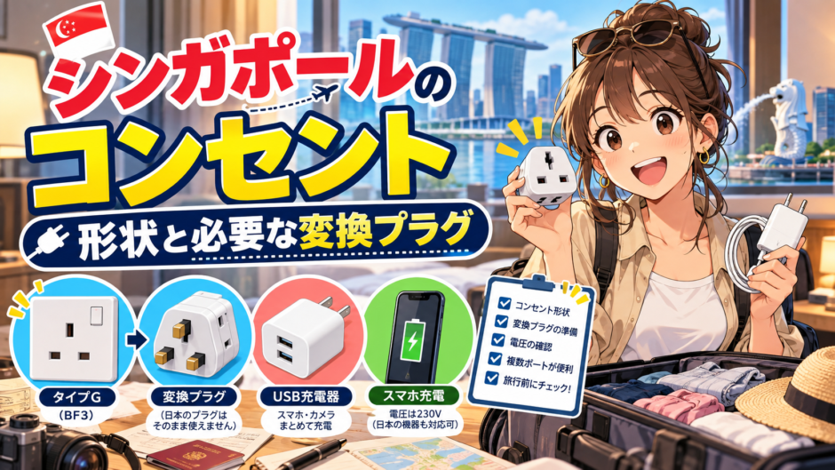 シンガポールのコンセント｜形状と必要な変換プラグ