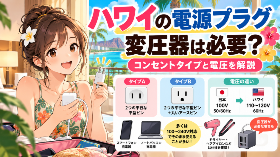 ハワイの電源プラグと変圧器の必要性
