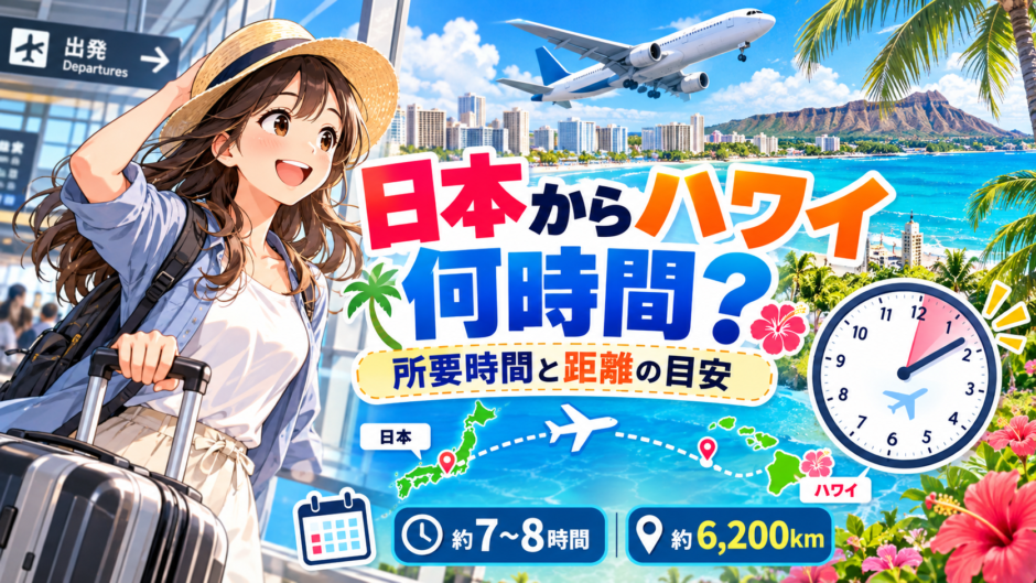 日本からハワイまでの飛行時間と距離