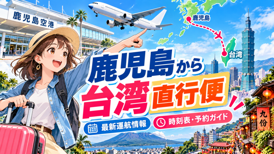 鹿児島空港から台湾へ向かう直行便をイメージした旅行風景