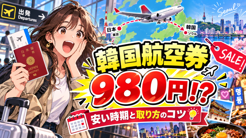 韓国航空券980円の取り方