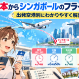 日本からシンガポールまでのフライト時間をイメージした飛行ルート