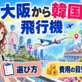 大阪から韓国へ飛行機で旅行するイメージ