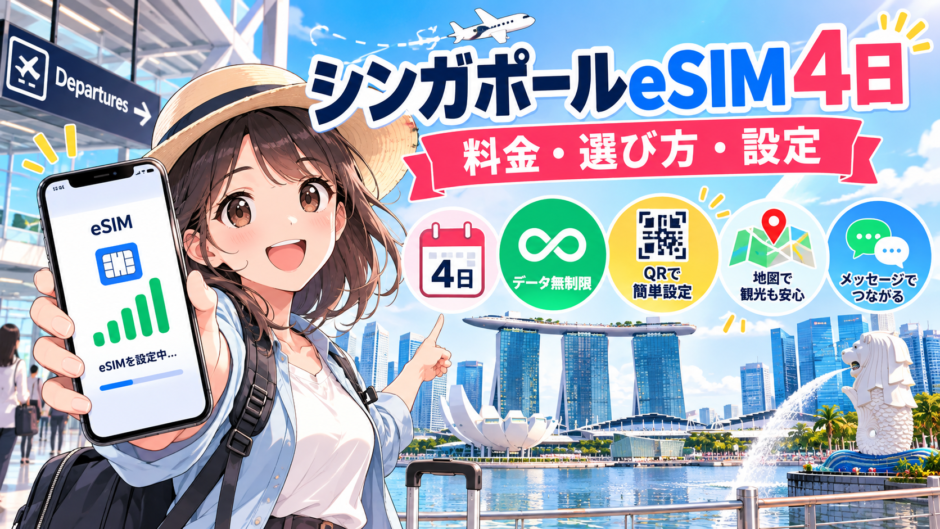 シンガポール4日間旅行でeSIMを利用するイメージ