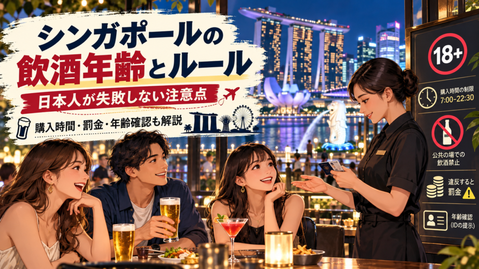 シンガポールの飲酒年齢とアルコールルールをイメージした夜の街