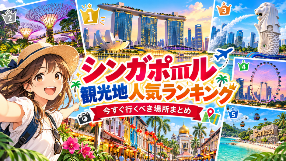 シンガポールの人気観光地を巡る旅行イメージ