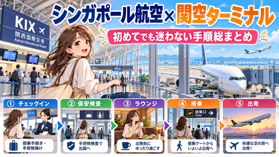 関西空港でシンガポール方面の国際線を利用するイメージ
