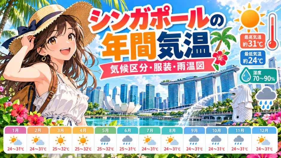 シンガポールの年間気温と気候をイメージした旅行風景