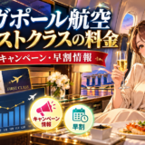 シンガポール方面の国際線ファーストクラス料金をイメージした豪華な機内