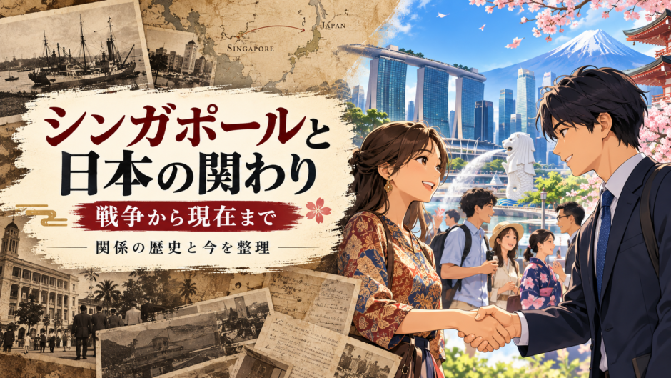 シンガポールと日本の歴史的な関わりと現在の交流をイメージした風景