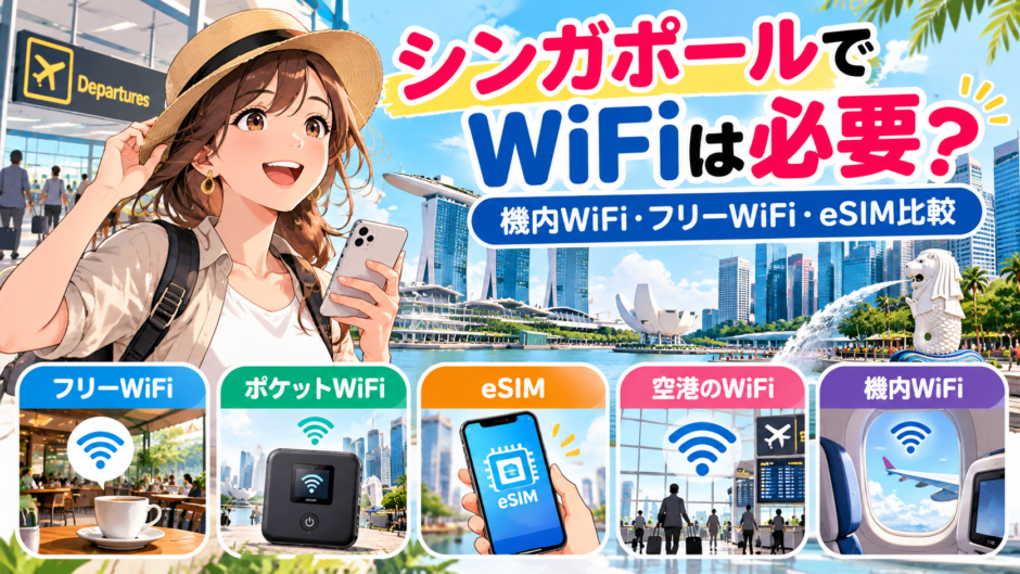 シンガポール旅行のWiFiとeSIMを比較するイメージ