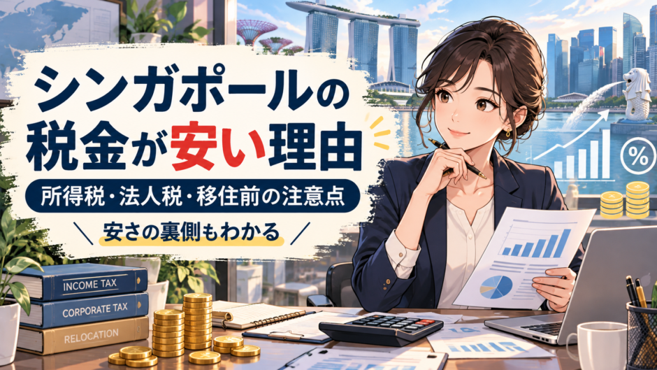 シンガポールの税金が安い理由をイメージしたビジネスと都市風景
