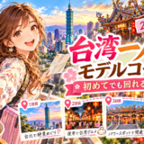 台湾一人旅のモデルコースをイメージしたアニメ風イラスト
