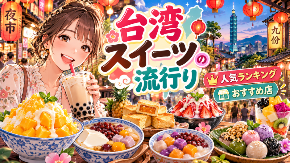 台湾で流行している人気スイーツを楽しむイメージ