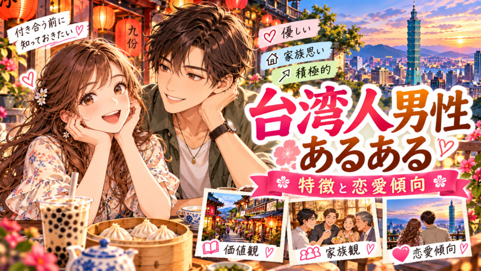 台湾人男性の特徴と恋愛傾向をイメージしたアニメ風イラスト